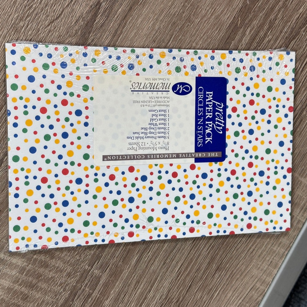 Paper Pack Creative Memories Circles N Stars 12 Sheets Photo Mounting Crafting